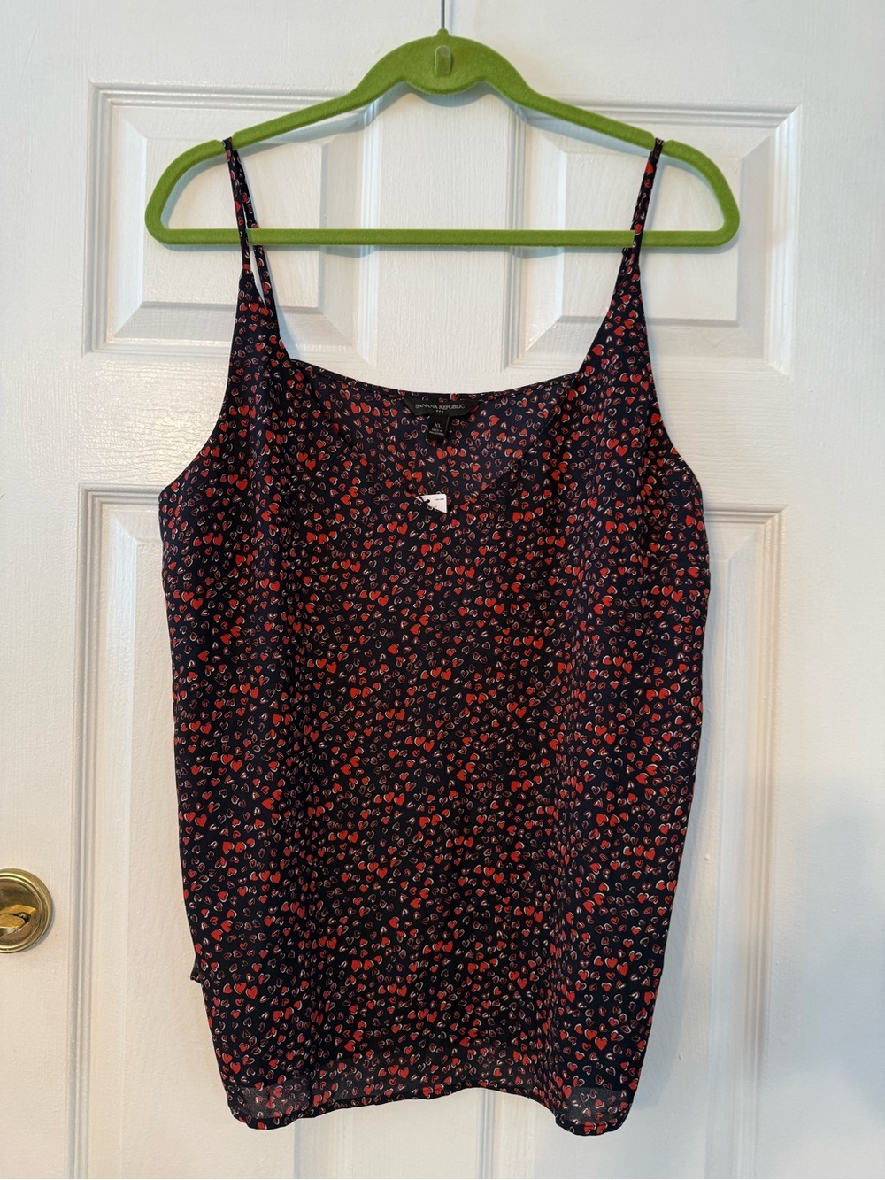 Banana Republic Navy Spaghetti Strap Cami with Small Red Floral Print